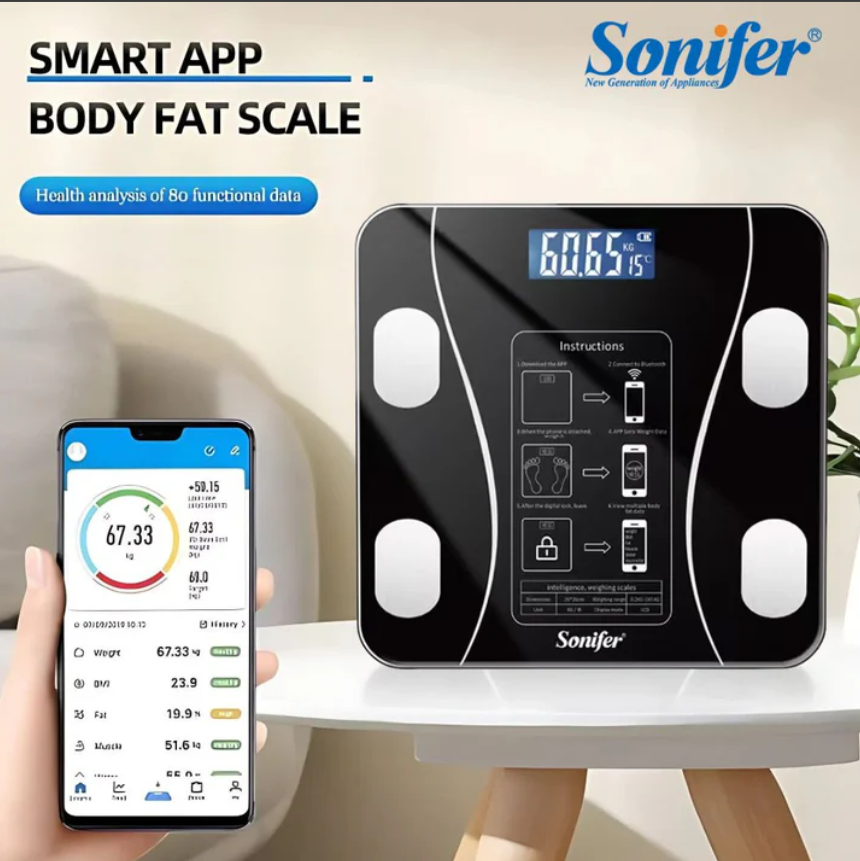 Sonifer Smart Digital Phone App Scale – Electronic Body Fat Scale with LED Display